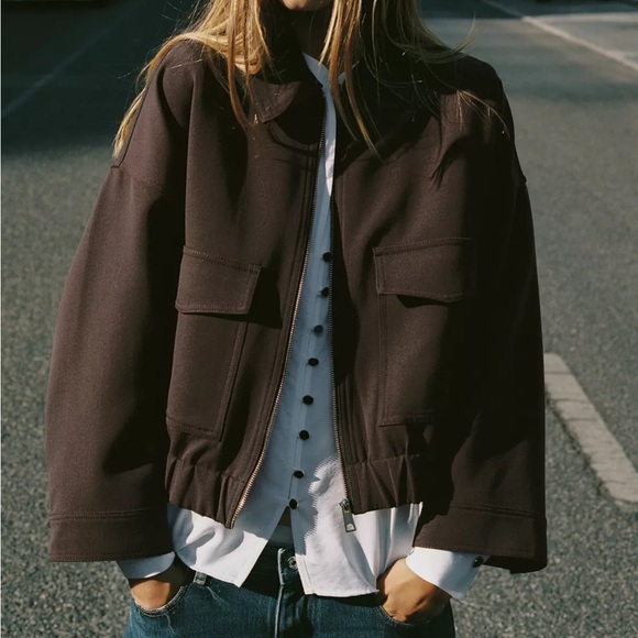New Zara pocket jacket in brown - large - Picture 1 of 7